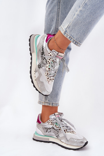 Sneakers Stilvollllschuhe Turnschuhe Feminin D.Franklin DFSH378006 Silberfarbe