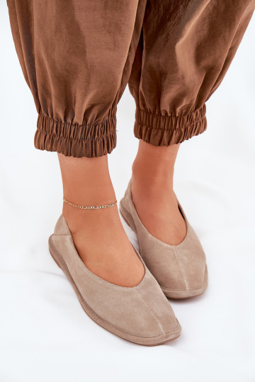 Wildleder Damen Ballerinas Big Star RR274082 in sand
