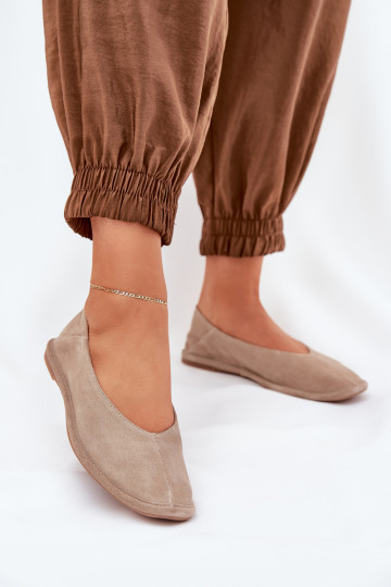 Wildleder Damen Ballerinas Big Star RR274082 in sand 2