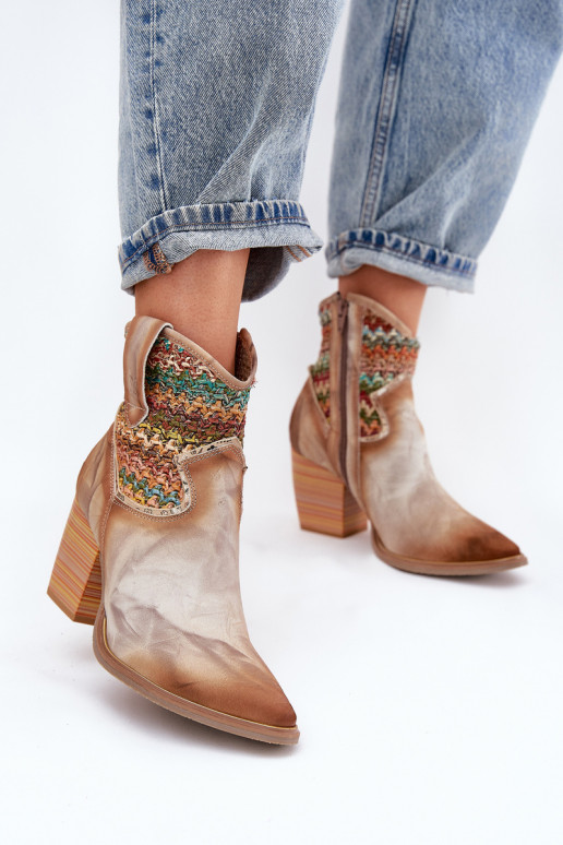 Haut Stiefel im CoZuboy-Stil mit Absätzen dekorieren Plecionką Es mussciejka 06810-29 Verschiedene Farben