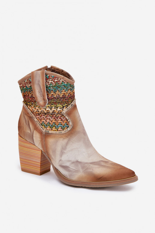 Haut Stiefel im CoZuboy-Stil mit Absätzen dekorieren Plecionką Es mussciejka 06810-29 Verschiedene Farben