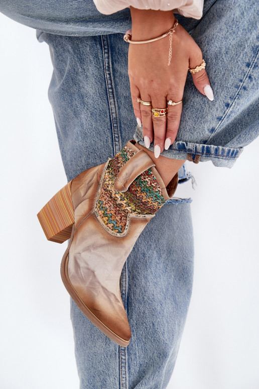 Haut Stiefel im CoZuboy-Stil mit Absätzen dekorieren Plecionką Es mussciejka 06810-29 Verschiedene Farben