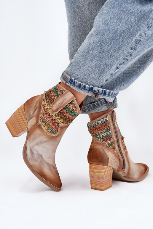 Haut Stiefel im CoZuboy-Stil mit Absätzen dekorieren Plecionką Es mussciejka 06810-29 Verschiedene Farben