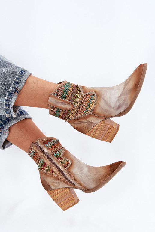 Haut Stiefel im CoZuboy-Stil mit Absätzen dekorieren Plecionką Es mussciejka 06810-29 Verschiedene Farben