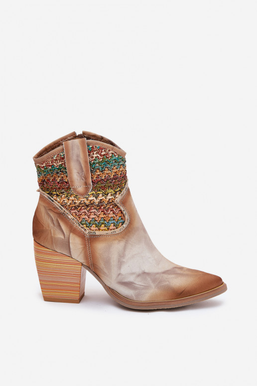 Haut Stiefel im CoZuboy-Stil mit Absätzen dekorieren Plecionką Es mussciejka 06810-29 Verschiedene Farben