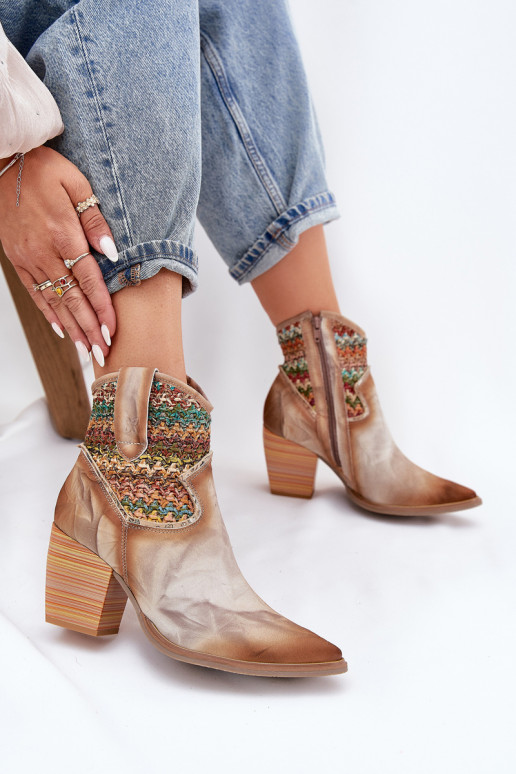 Haut Stiefel im CoZuboy-Stil mit Absätzen dekorieren Plecionką Es mussciejka 06810-29 Verschiedene Farben