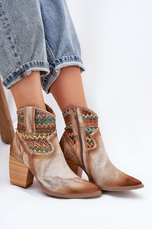 Haut Stiefel im CoZuboy-Stil mit Absätzen dekorieren Plecionką Es mussciejka 06810-29 Verschiedene Farben