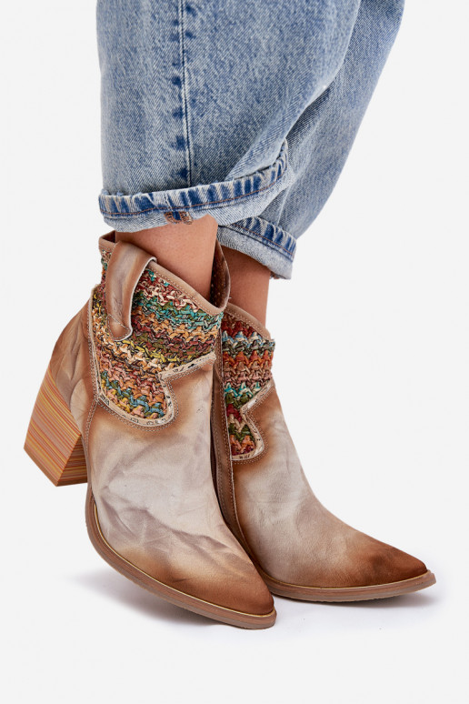 Haut Stiefel im CoZuboy-Stil mit Absätzen dekorieren Plecionką Es mussciejka 06810-29 Verschiedene Farben