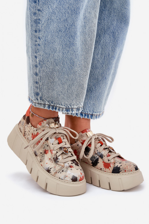 Haut Sneakers Stilvollllschuhe mit einer Plattform Es mussciejka 06891-18 Beige