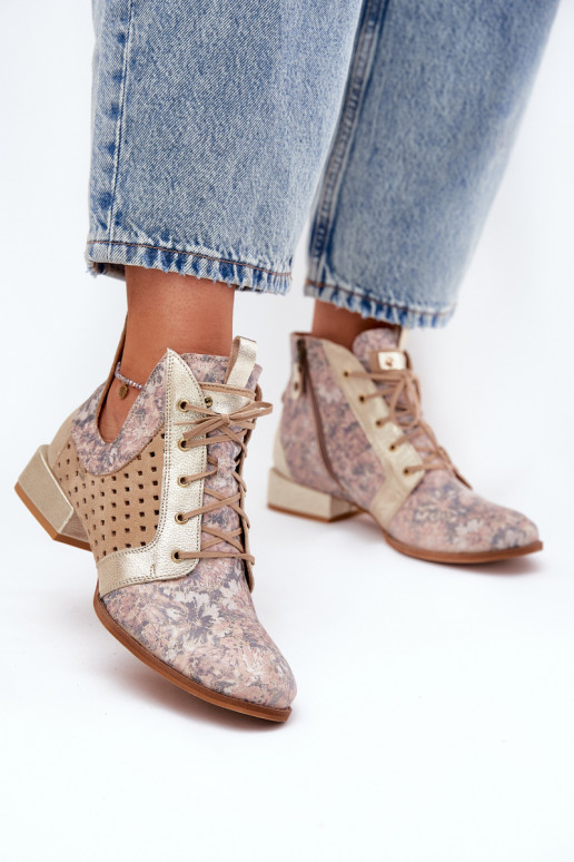 Haut Stiefel SchuhZuerk Es mussciejka 05541-04 Beige-goldene Farbe