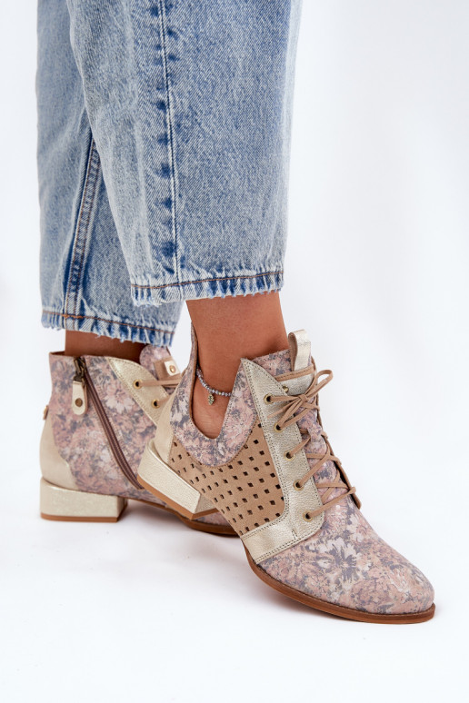 Haut Stiefel SchuhZuerk Es mussciejka 05541-04 Beige-goldene Farbe