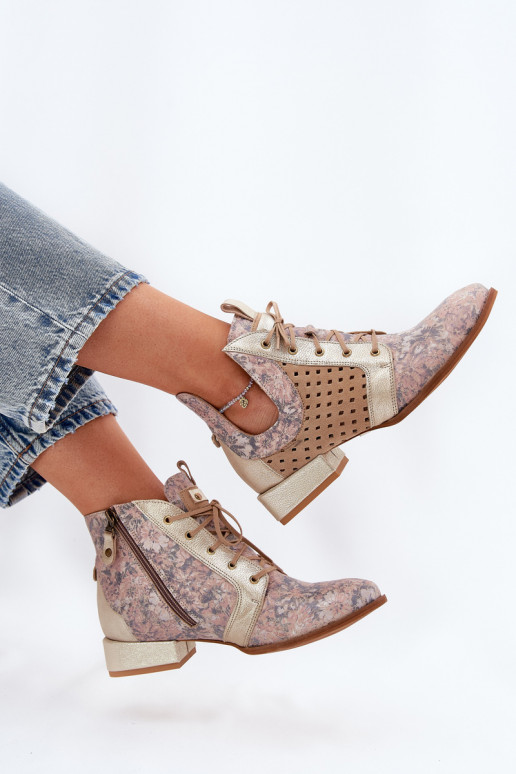 Haut Stiefel SchuhZuerk Es mussciejka 05541-04 Beige-goldene Farbe