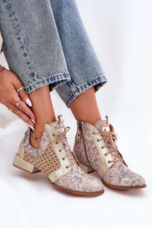 Haut Stiefel SchuhZuerk Es mussciejka 05541-04 Beige-goldene Farbe