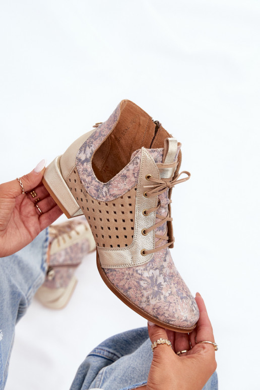 Haut Stiefel SchuhZuerk Es mussciejka 05541-04 Beige-goldene Farbe