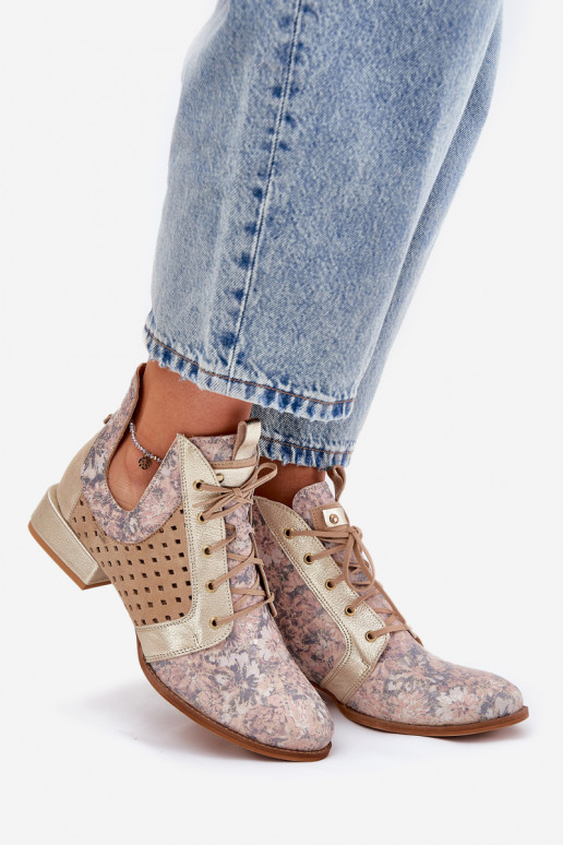 Haut Stiefel SchuhZuerk Es mussciejka 05541-04 Beige-goldene Farbe