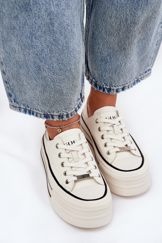 Haut Freizeitschuhe mit einer Plattform GOE RR2N4106 Zueiße Farbe Haut Freizeitschuhe mit einer Plattform GOE RR2N4106 Zueiße Farbe