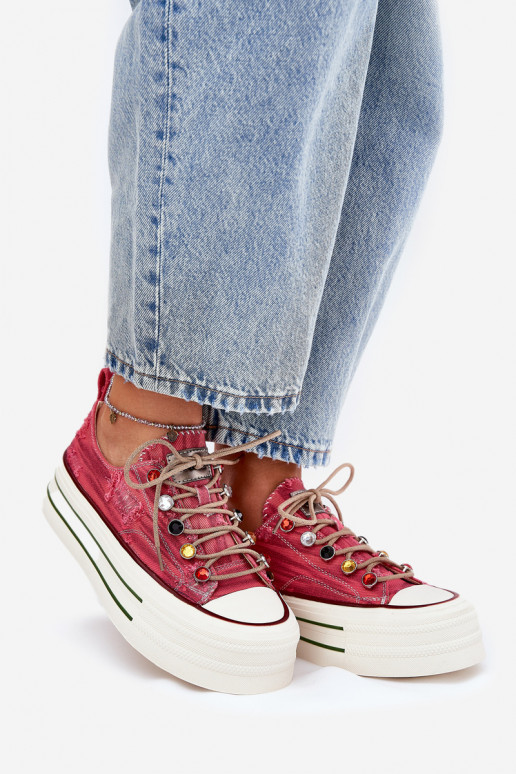 Freizeitschuhe mit einer Plattform GOE RR2N4104 rote Farbe Freizeitschuhe mit einer Plattform GOE RR2N4104 rote Farbe