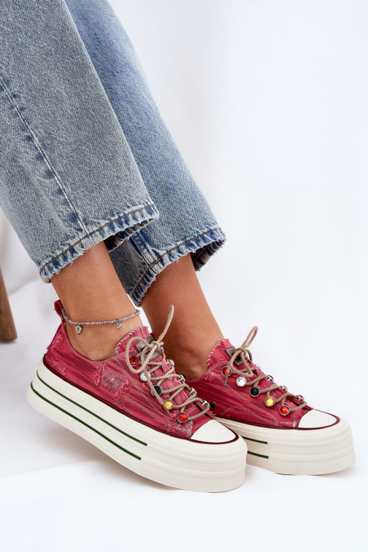 Freizeitschuhe mit einer Plattform GOE RR2N4104 rote Farbe Freizeitschuhe mit einer Plattform GOE RR2N4104 rote Farbe