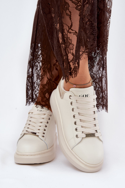 Haut Sneakers Stilvollllschuhe Feminin mit einer Plattform GOE RR2N4004 Beige Haut Sneakers Stilvollllschuhe Feminin mit einer Plattform GOE RR2N4004 Beige