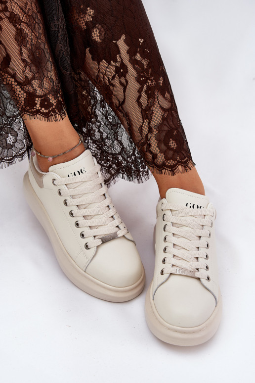 Haut Sneakers Stilvollllschuhe Feminin mit einer Plattform GOE RR2N4004 Beige Haut Sneakers Stilvollllschuhe Feminin mit einer Plattform GOE RR2N4004 Beige