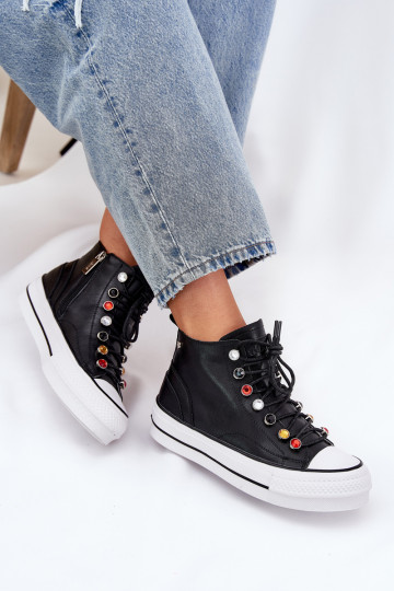 Leder Damen Freizeitschuhe mit Schaft GOE RR2N4101 schwarze Farbe