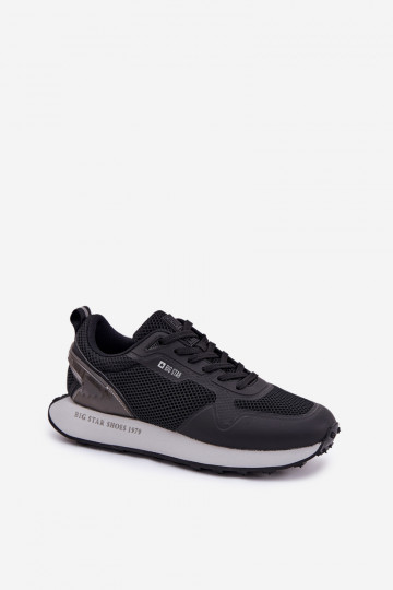 Herren Sport Schuhe mit Plattform Big Star RR174361 Hi-Poly System schwarze Farbe