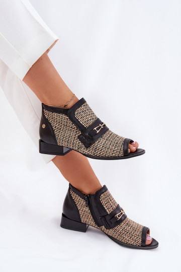 Haut DamenstiefelOdkrytymi Palcami Es mussciejka 06934-39/00-1 SchZuarz und-Beige