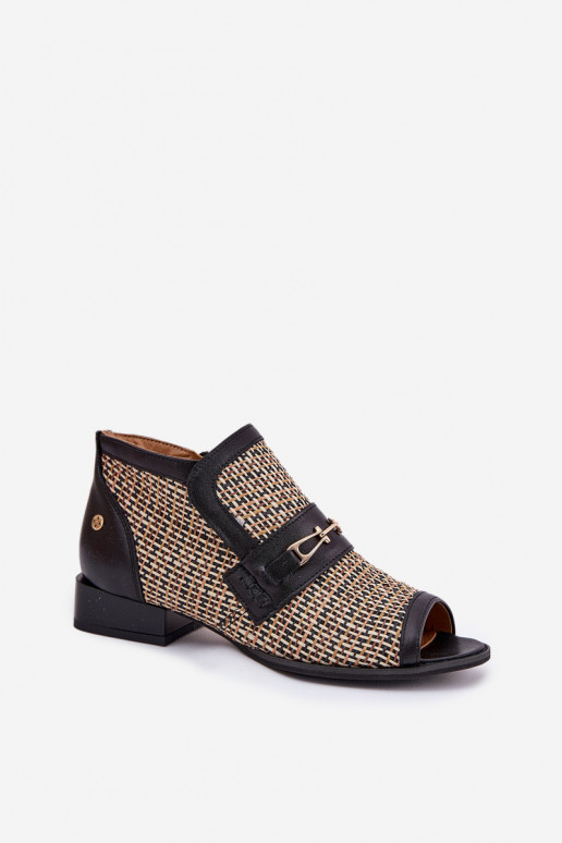 Haut DamenstiefelOdkrytymi Palcami Es mussciejka 06934-39/00-1 SchZuarz und-Beige