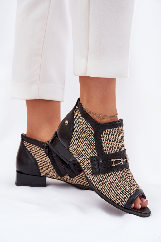 Haut DamenstiefelOdkrytymi Palcami Es mussciejka 06934-39/00-1 SchZuarz und-Beige