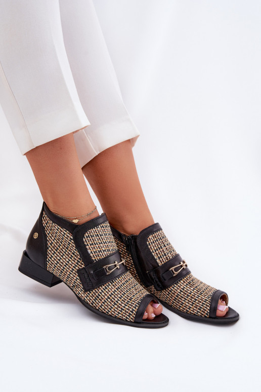 Haut DamenstiefelOdkrytymi Palcami Es mussciejka 06934-39/00-1 SchZuarz und-Beige