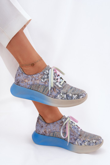 Haut Schuhe Sneakers Stilvollllschuhe Feminin mit einer Plattform Es mussciejka 06776A-06 blaue Farbe