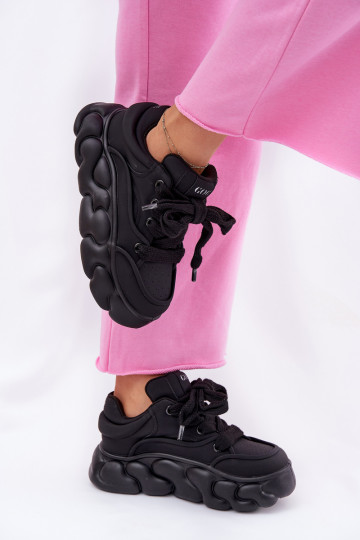 Haut Sneakers Stilvollllschuhe Feminin mit einer Plattform GOE RR2N4044 schZuarze Farbe