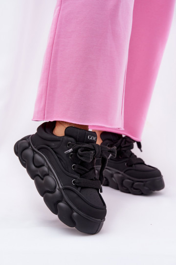 Haut Sneakers Stilvollllschuhe Feminin mit einer Plattform GOE RR2N4044 schZuarze Farbe 2