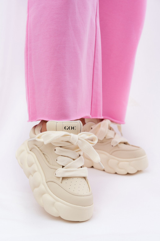 Haut Sneakers Stilvollllschuhe Feminin mit einer Plattform GOE RR2N4043 Beige Haut Sneakers Stilvollllschuhe Feminin mit einer Plattform GOE RR2N4043 Beige