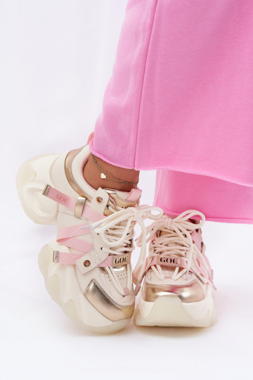 Haut Sneakers Stilvollllschuhe Feminin mit modischer Es mussssivsohle GOE RR2N4031 Beige 2