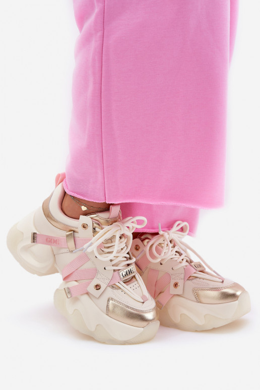 Haut Sneakers Stilvollllschuhe Feminin mit modischer Es mussssivsohle GOE RR2N4031 Beige