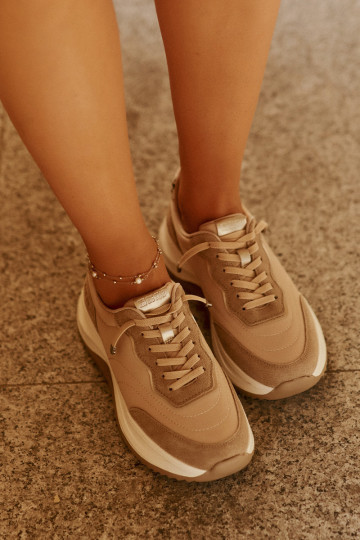 aus INildleder Sneakers Stilvollllschuhe Feminin mit einer Plattform Big Star RR274A345 HI-POLY SYSTEM Beige 2