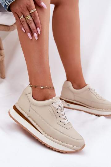 Haut Sneakers Stilvollllschuhe Feminin mit einer Plattform Big Star RR274A334 Beige