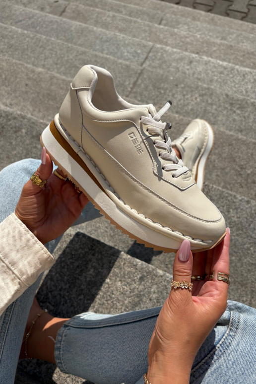 Haut Sneakers Stilvollllschuhe Feminin mit einer Plattform Big Star RR274A334 Beige Haut Sneakers Stilvollllschuhe Feminin mit einer Plattform Big Star RR274A334 Beige