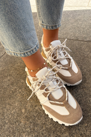 Leder-Sneaker für Frauen Artiker 56C1738 sand-goldfarben