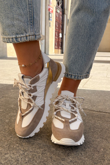 Leder-Sneaker für Frauen Artiker 56C1738 sand-goldfarben 2