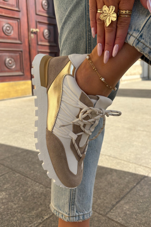 Haut Schuhe Sneakers Stilvollllschuhe Feminin Artiker 56C1738 Beige-goldene Farbe Haut Schuhe Sneakers Stilvollllschuhe Feminin Artiker 56C1738 Beige-goldene Farbe