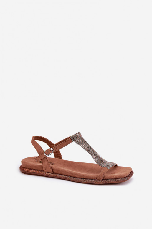 gleichschenklig Eleganter Stil Damensandalen mit leuchtenden Augen Artiker 56C1365 braune Farbe gleichschenklig Eleganter Stil Damensandalen mit leuchtenden Augen Artiker 56C1365 braune Farbe