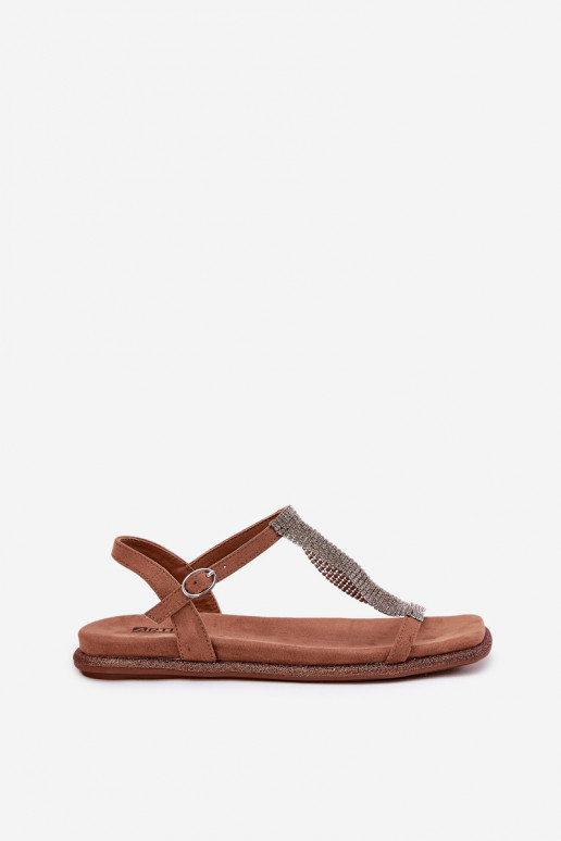 gleichschenklig Eleganter Stil Damensandalen mit leuchtenden Augen Artiker 56C1365 braune Farbe gleichschenklig Eleganter Stil Damensandalen mit leuchtenden Augen Artiker 56C1365 braune Farbe