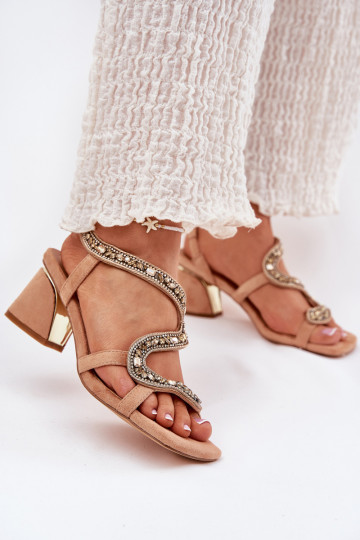 Damen-Sandalen mit hohen Absätzen mit leuchtenden Augen Artiker 56C1374 Beige 2