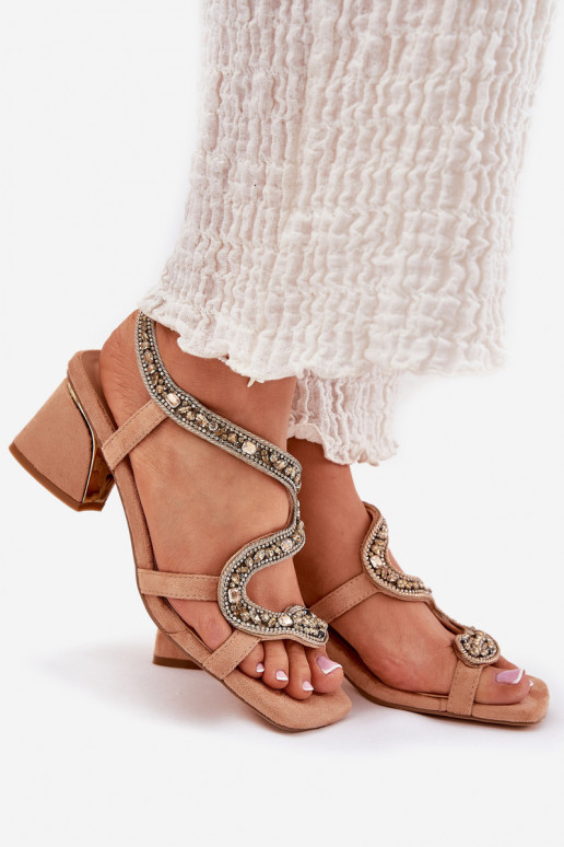 Damen-Sandalen mit hohen Absätzen mit leuchtenden Augen Artiker 56C1374 Beige Damen-Sandalen mit hohen Absätzen mit leuchtenden Augen Artiker 56C1374 Beige
