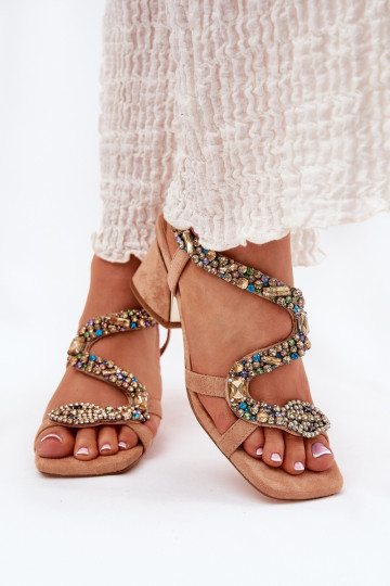 Damen-Sandalen mit hohen Absätzen mit leuchtenden Augen Artiker 56C1377 Beige 2