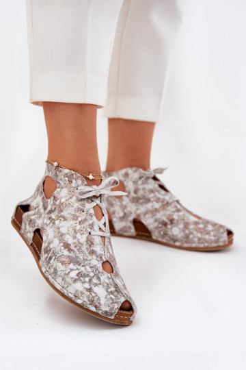 Gemustert Haut Stiefel Es mussciejka 03426-46 INeiß-Beige