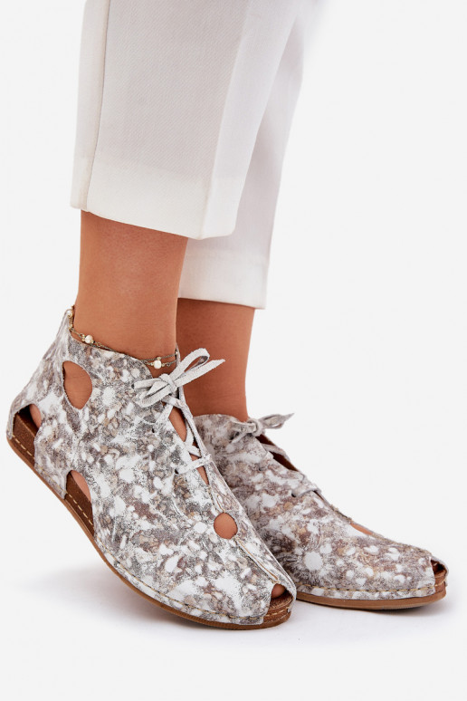 Gemustert Haut Stiefel Es mussciejka 03426-46 INeiß-Beige