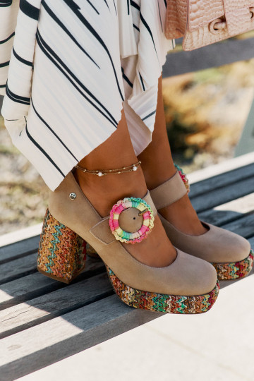 INildlederschuhe Mit Zopf mit Absätzen und Plattform Es mussciejka 06839-04 Beige